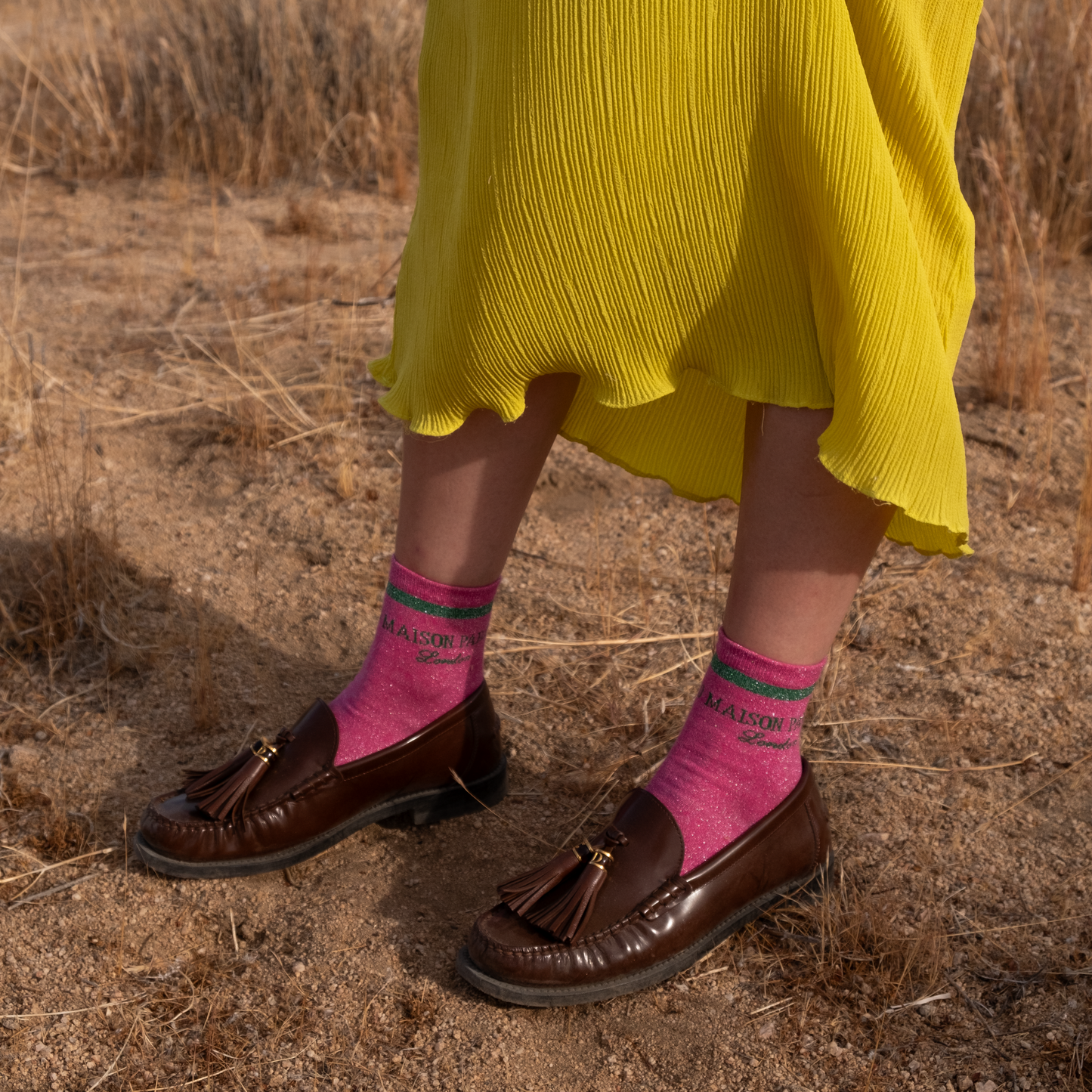 The Glitter sock - Pink & Green