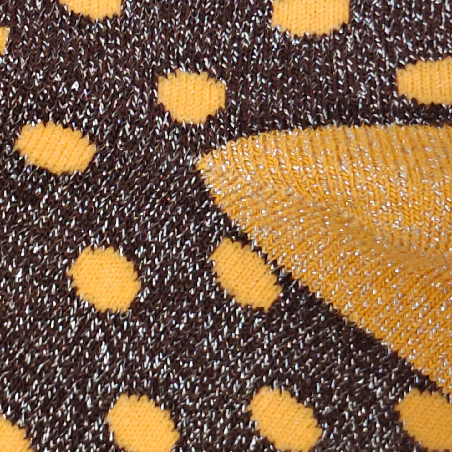 The Polka Glitter Sock - Brown & Orange