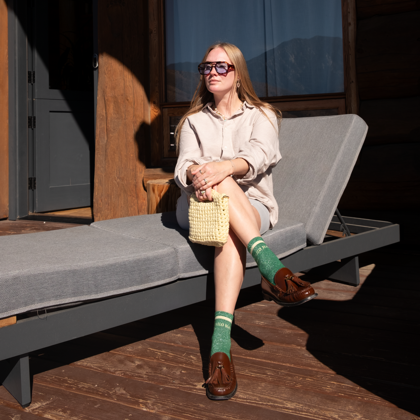 The Glitter sock - Green & Yellow