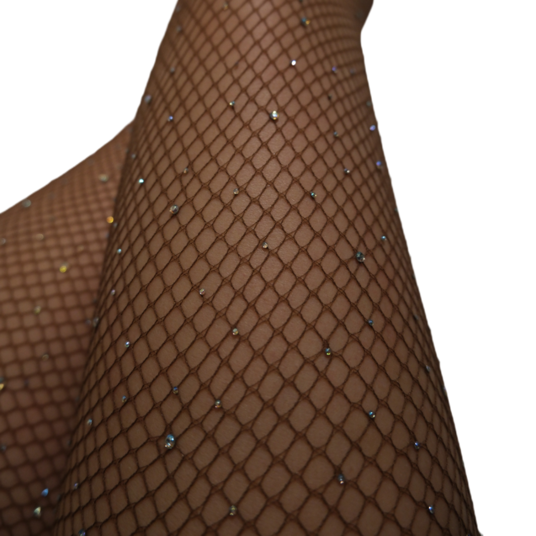 Brown Crystal embellished tights