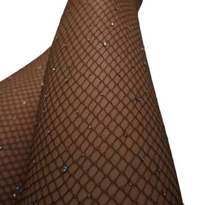 Brown Crystal embellished tights